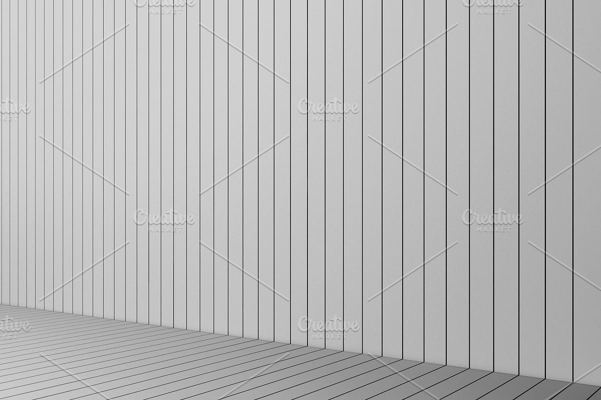 3D Rendering modern white slats wall and floor, interior illustration, mock up in Illustrations - product preview 8