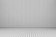 3D Rendering modern white slats wall and floor, interior illustration, mock up