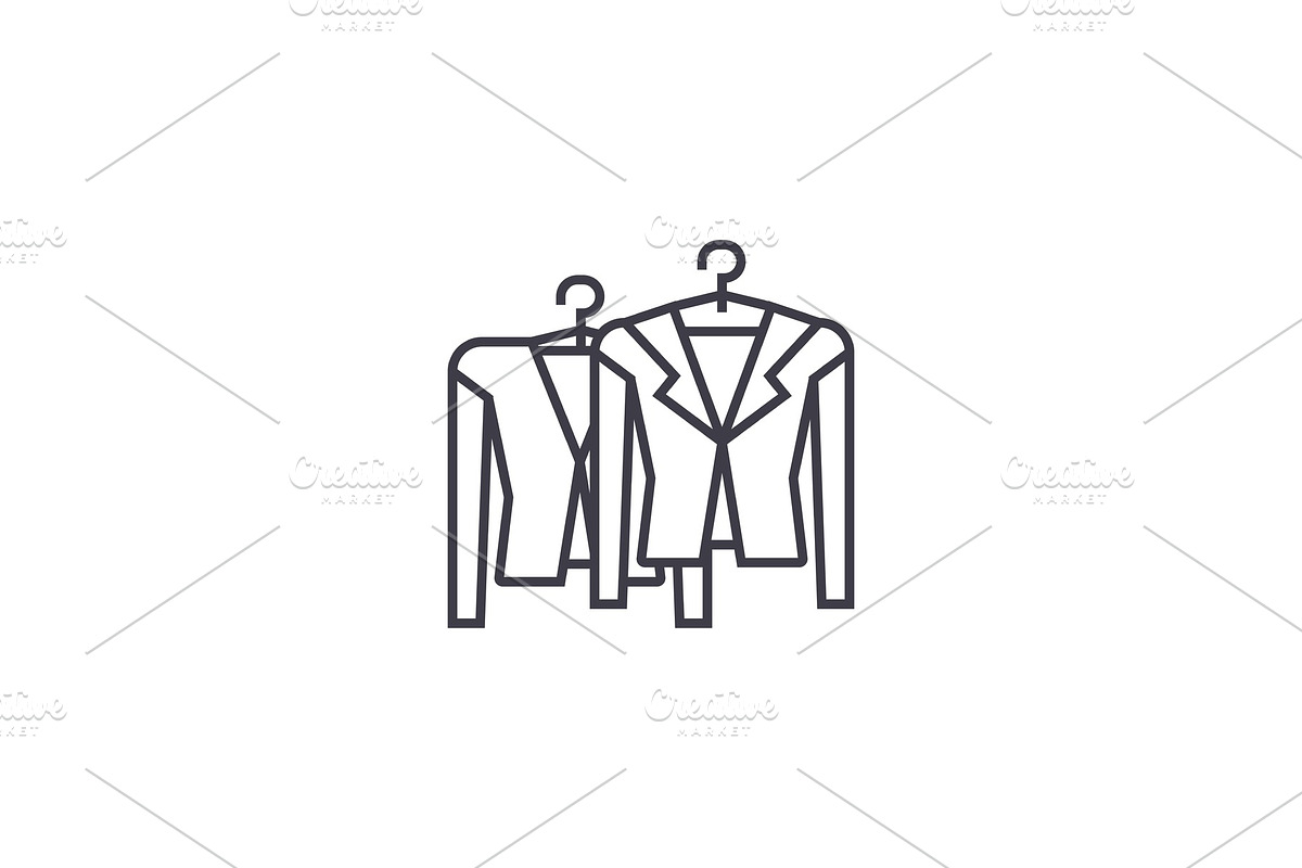 clothing on racks vector line icon, sign, illustration on background, editable strokes in Illustrations - product preview 8