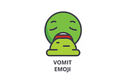 vomit emoji vector line icon, sign, illustration on background, editable strokes