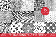 Set  hand drawn  seamless  patterns