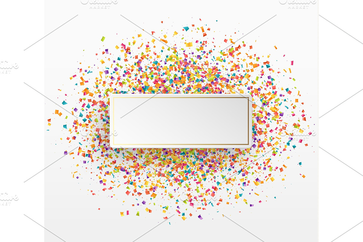 Colorful celebration background with confetti. Paper white bubble for text in Objects - product preview 8