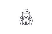 funny cat vector line icon, sign, illustration on background, editable strokes