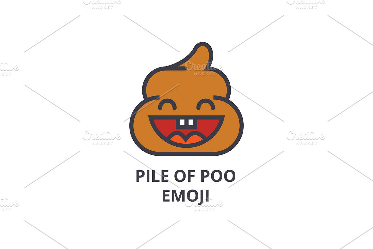 pile of poo emoji vector line icon, sign, illustration on background, editable strokes in Illustrations - product preview 8