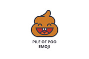 pile of poo emoji vector line icon, sign, illustration on background, editable strokes