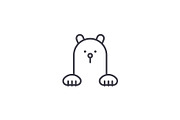 polar bear vector line icon, sign, illustration on background, editable strokes