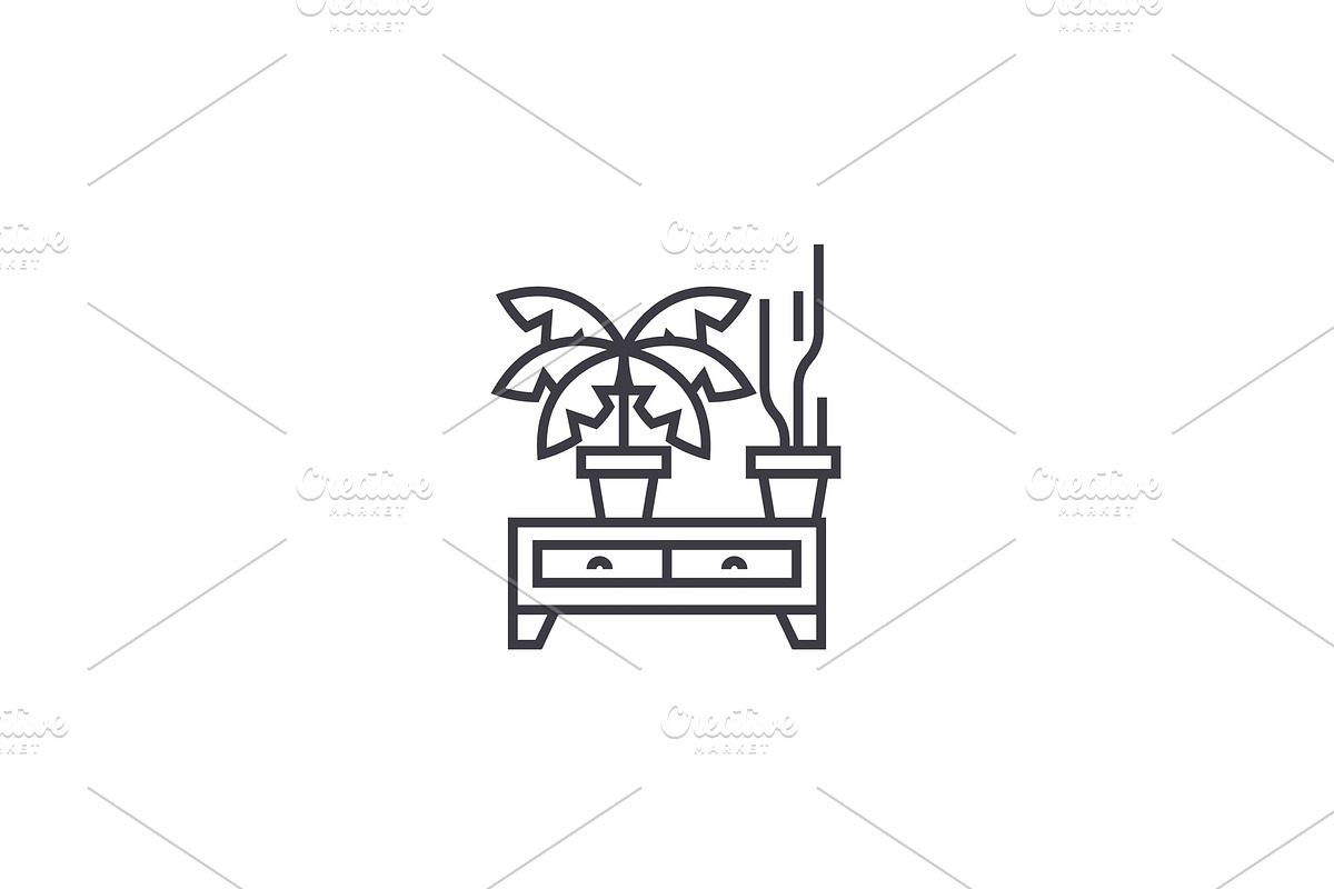 potted plants vector line icon, sign, illustration on background, editable strokes in Illustrations - product preview 8