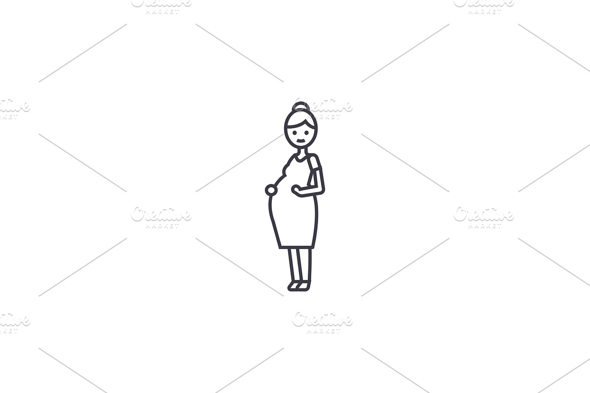 pregnant woman vector line icon, sign, illustration on background, editable strokes in Illustrations - product preview 8