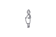 pregnant woman vector line icon, sign, illustration on background, editable strokes
