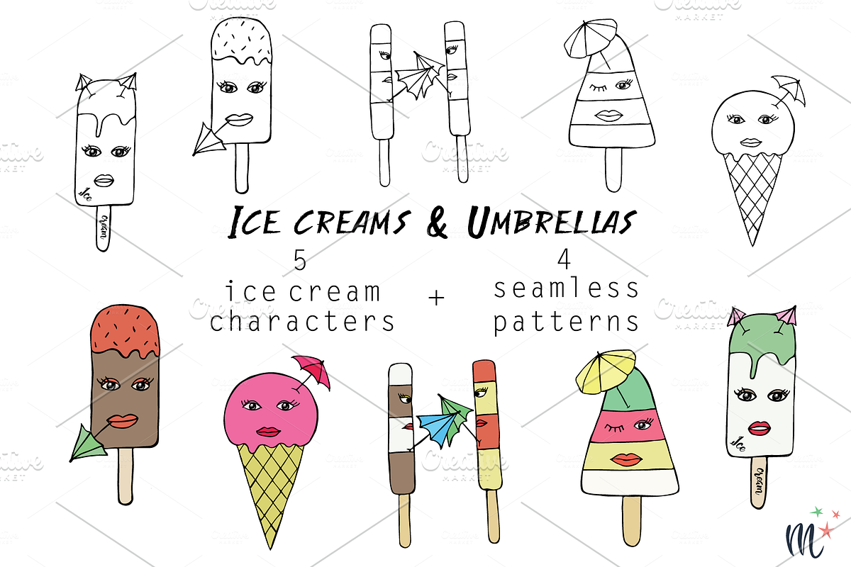 Ice creams & Umbrellas in Illustrations - product preview 8