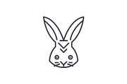 rabbit head vector line icon, sign, illustration on background, editable strokes