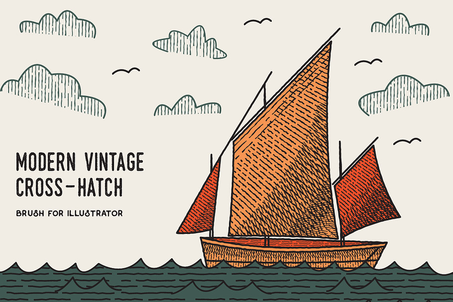 Modern Vintage Cross Hatch Brush in Photoshop Brushes - product preview 8