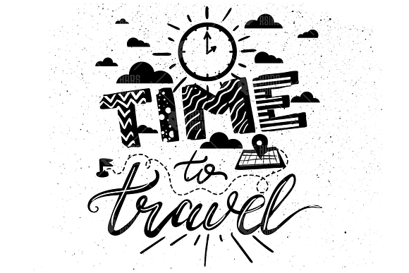 Hipster Overlay Quote Time To Travel in Illustrations - product preview 1