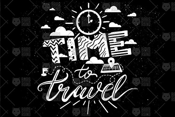 Hipster Overlay Quote Time To Travel in Illustrations - product preview 2