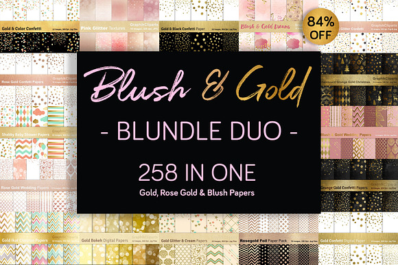Grunge Gold Confetti Digital Papers in Textures - product preview 1