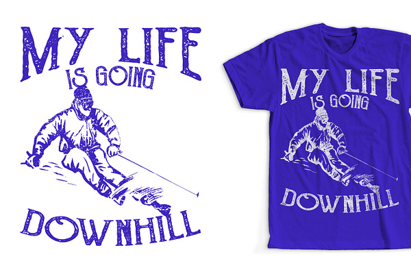 Skiing Down Hill T-Shirt Design