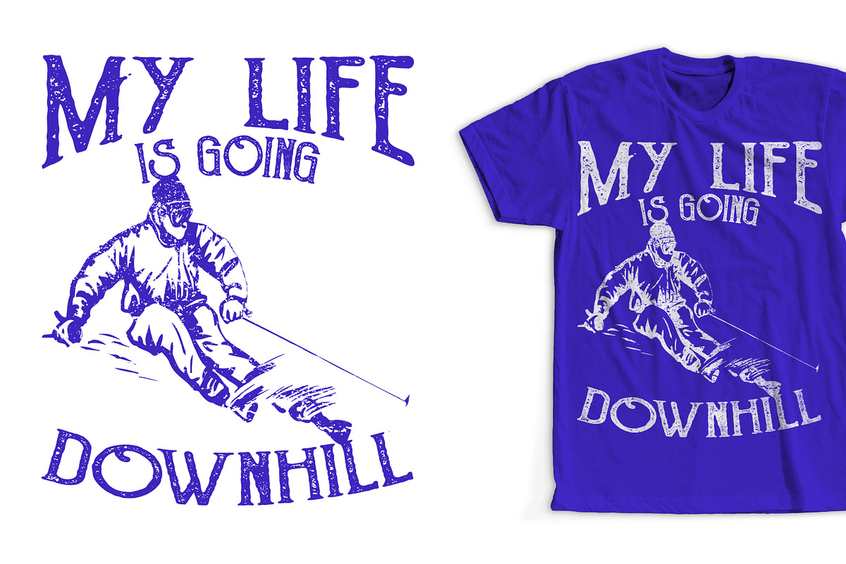Skiing Down Hill T-Shirt Design in Illustrations - product preview 8