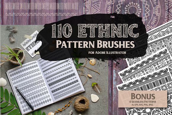 110 Ethnic Pattern Brushes in Photoshop Brushes - product preview 7