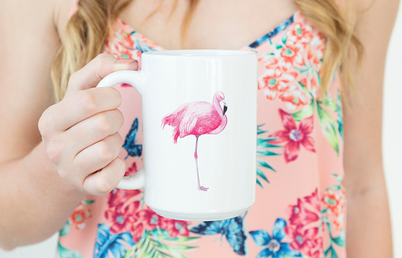 Woman holding 15oz mug mockup-summer in Product Mockups - product preview 1