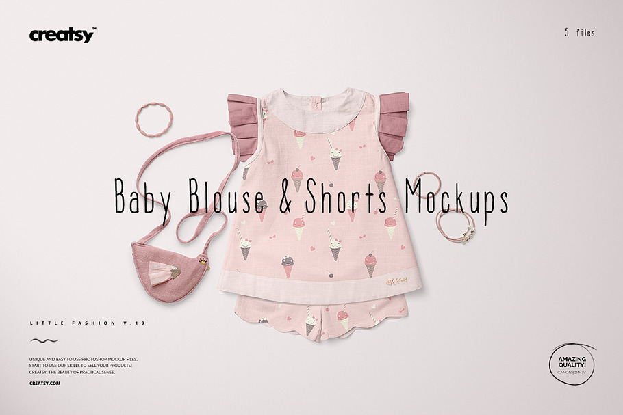 Baby Blouse & Shorts Mockup Set in Product Mockups - product preview 8