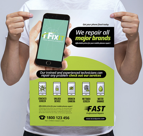 Phone Repair Shop Poster Template in Flyer Templates - product preview 1