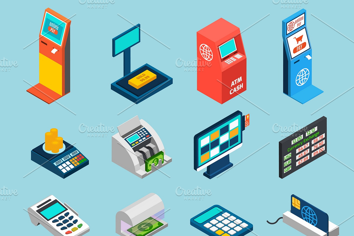 Isometric banking icons set in Graphics - product preview 8