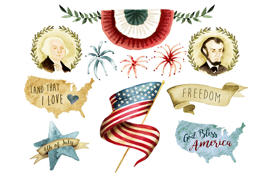 Patriotic set in Illustrations - product preview 8