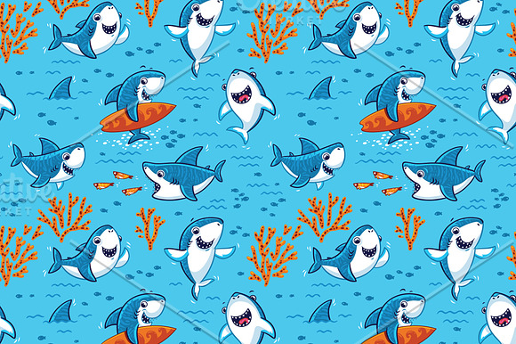 Funny sharks in Illustrations - product preview 1