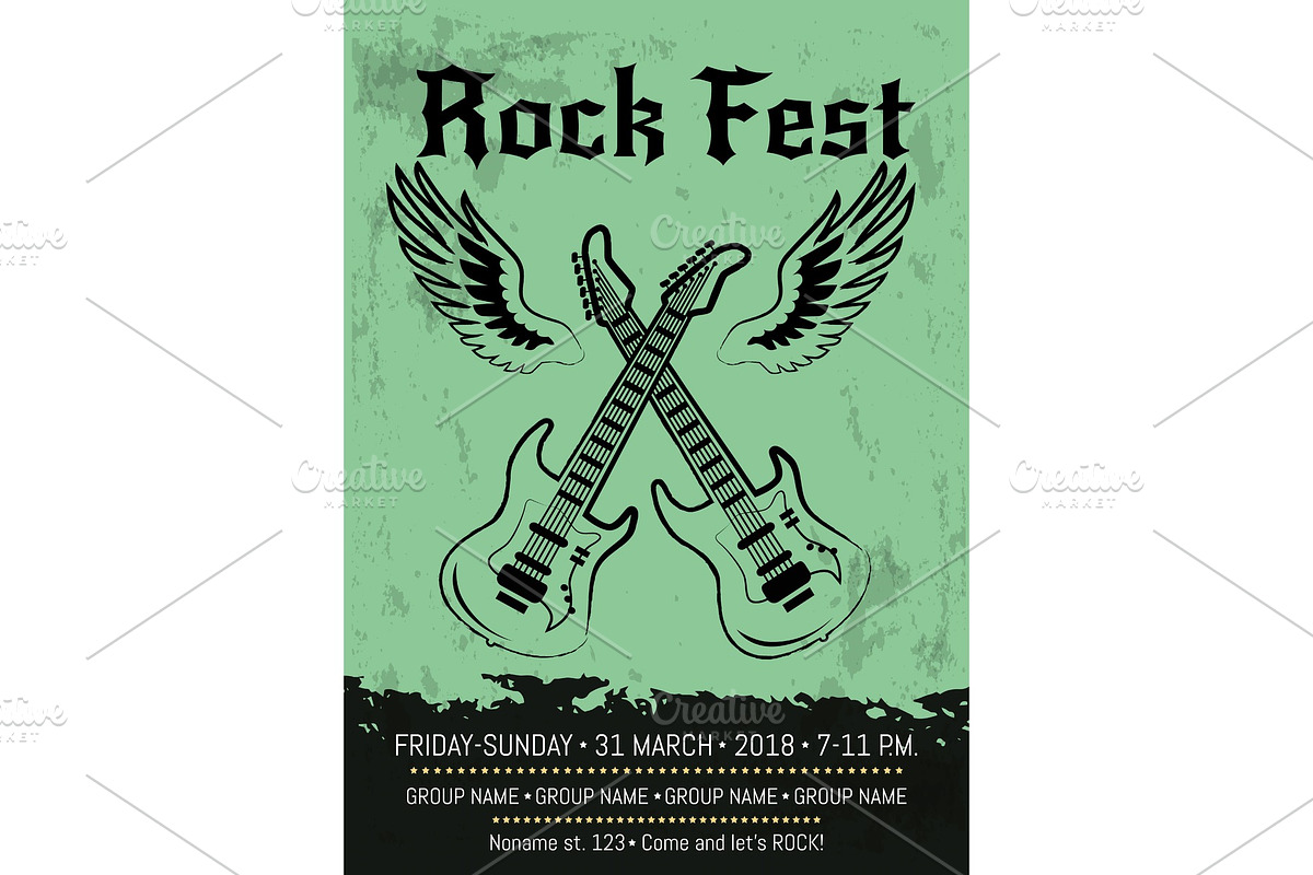 Rock Fest Party Announcement Poster Design in Textures - product preview 8