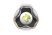 Old fashioned phone button, call center support icon