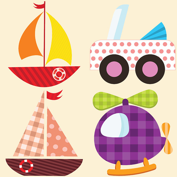 Cute Transportation Clipart in Illustrations - product preview 1