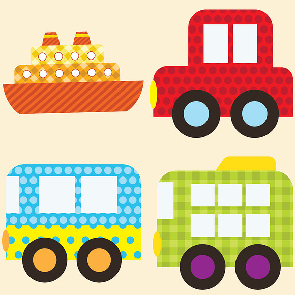 Cute Transportation Clipart in Illustrations - product preview 2