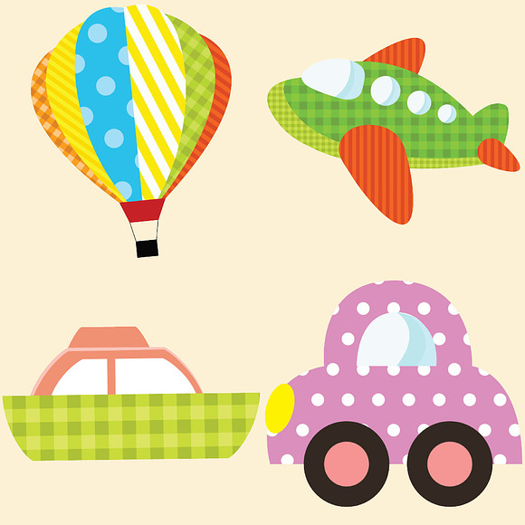 Cute Transportation Clipart in Illustrations - product preview 3