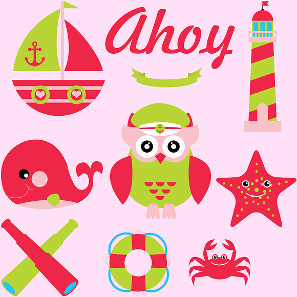 Nautical Clipart for Girls in Illustrations - product preview 1