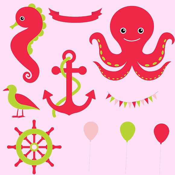 Nautical Clipart for Girls in Illustrations - product preview 2