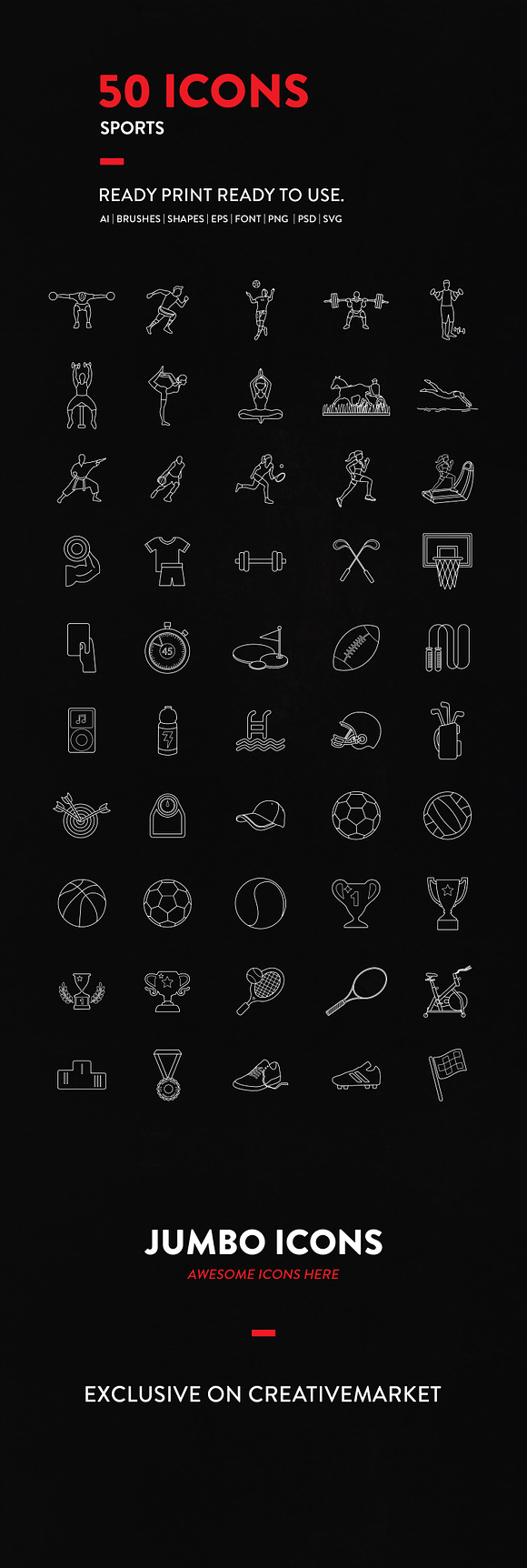 Line Icons Sports Set in Simple Line Icons - product preview 1