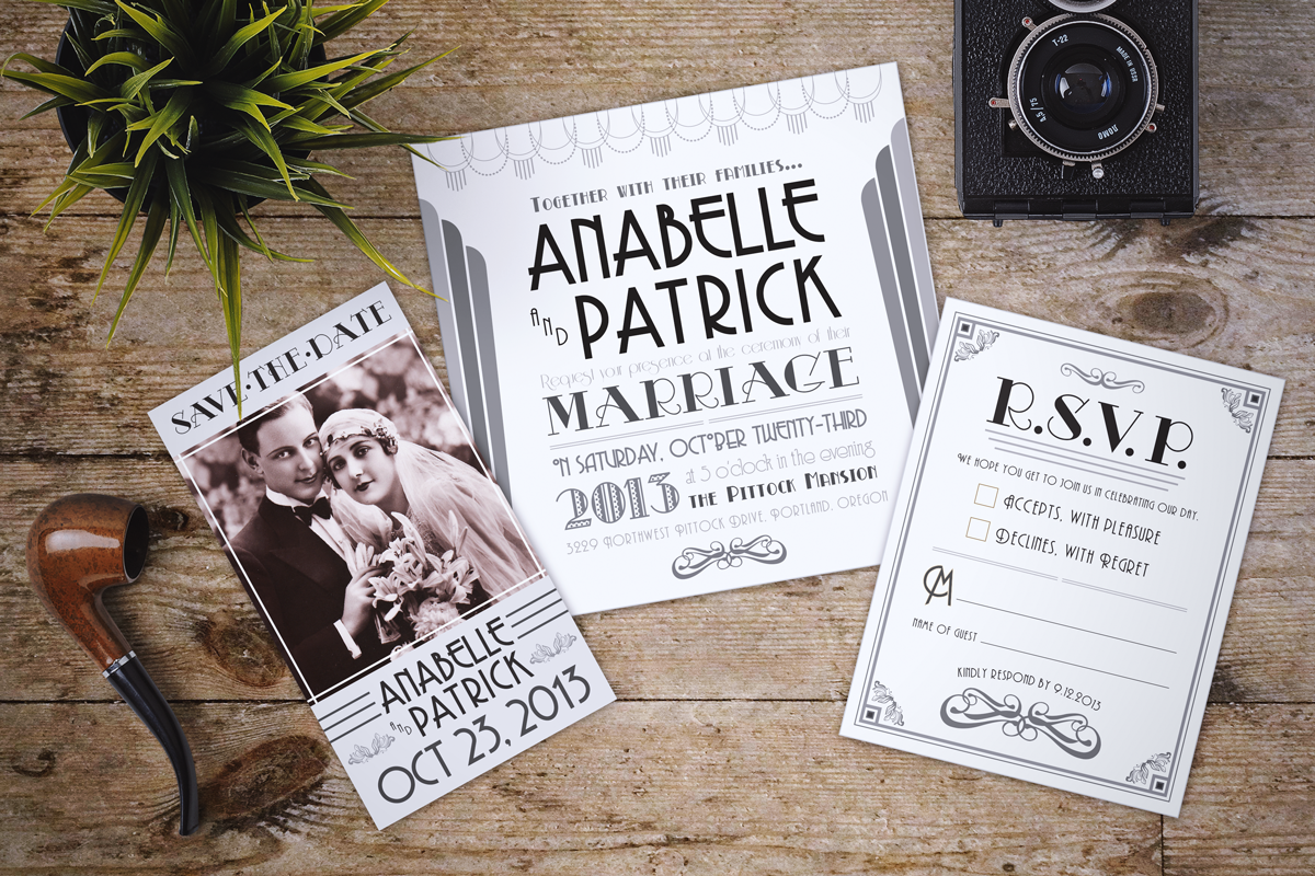 Art Deco Styled Wedding Invitation in Wedding Templates - product preview 8