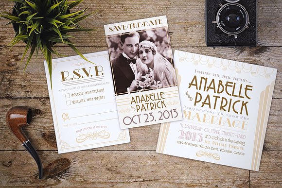 Art Deco Styled Wedding Invitation in Wedding Templates - product preview 1