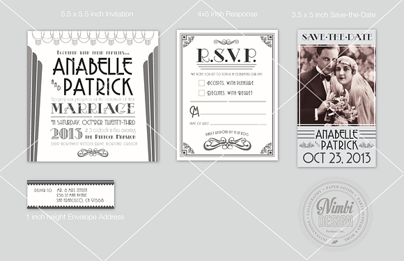 Art Deco Styled Wedding Invitation in Wedding Templates - product preview 2