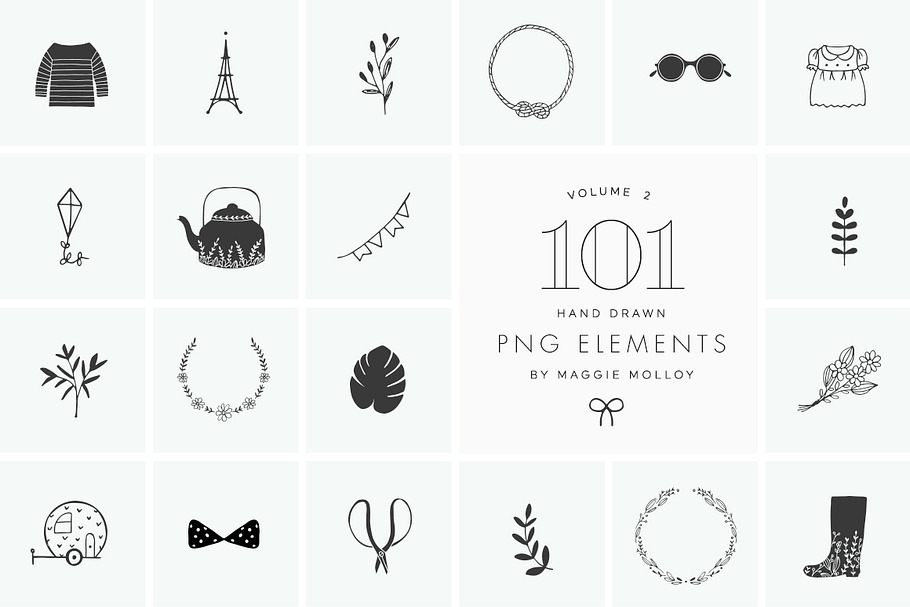 PNG 101 Hand Drawn Logo Elements in Illustrations - product preview 8
