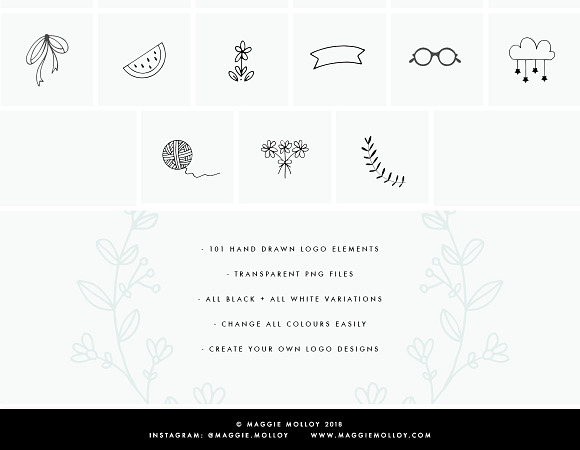 PNG 101 Hand Drawn Logo Elements in Illustrations - product preview 4