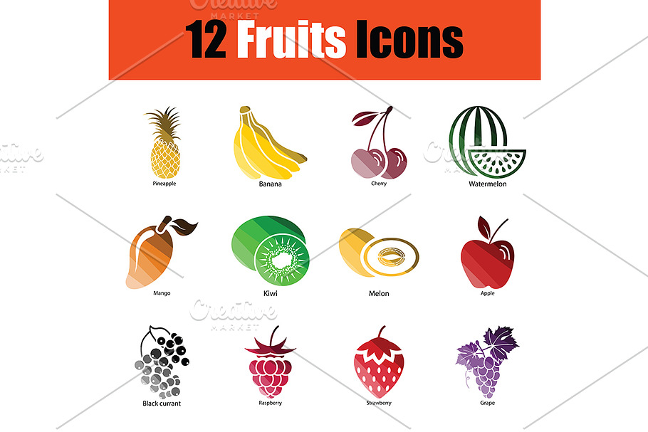 Fruit icon set in Graphics - product preview 8