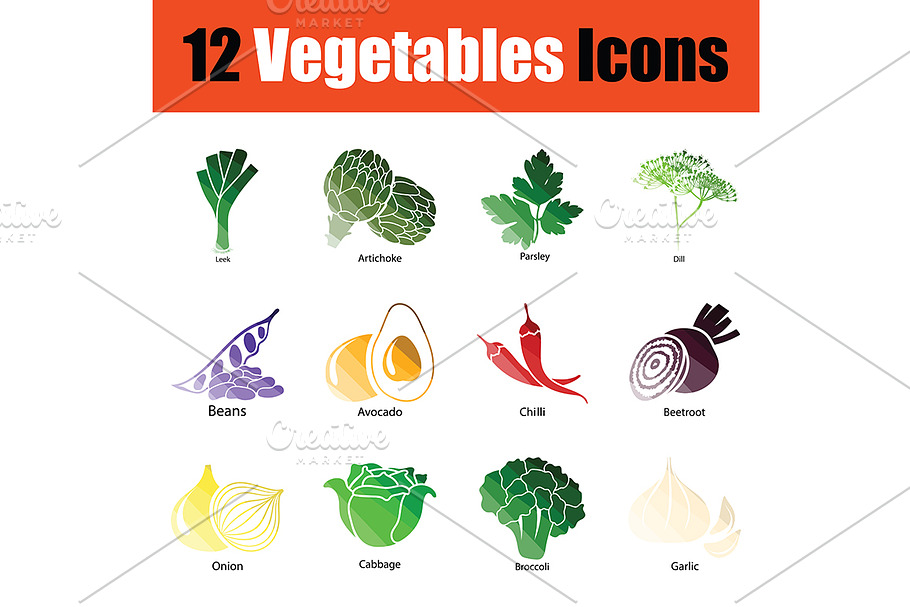 Vegetables icon set in Graphics - product preview 8