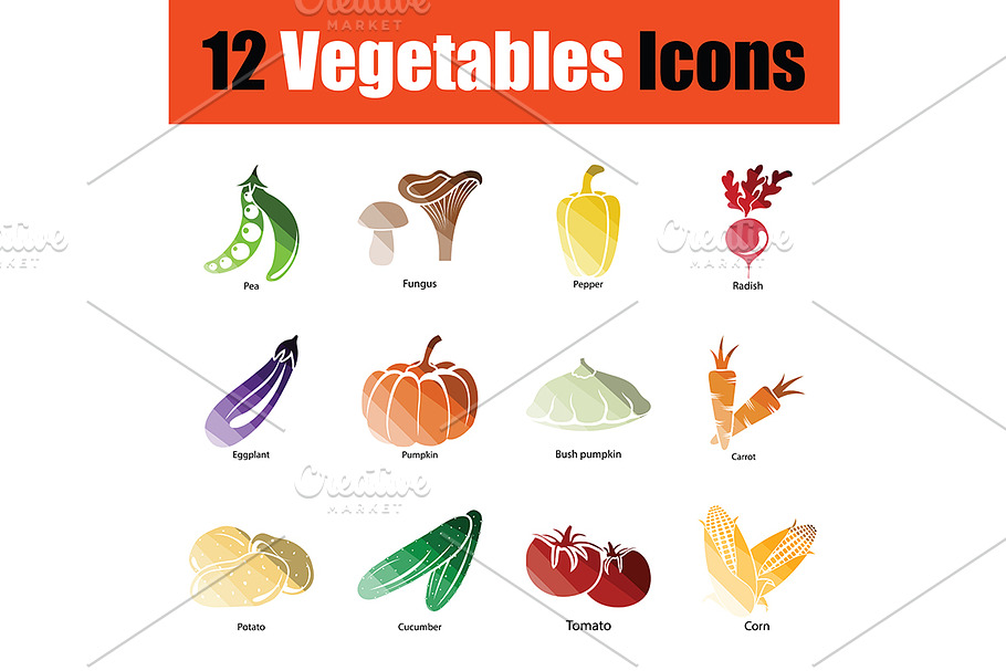 Vegetables icon set in Graphics - product preview 8