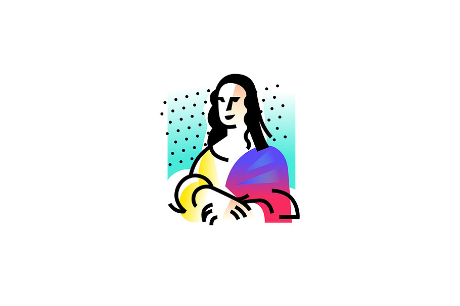 Drawing of the Mona Lisa in Illustrations - product preview 8