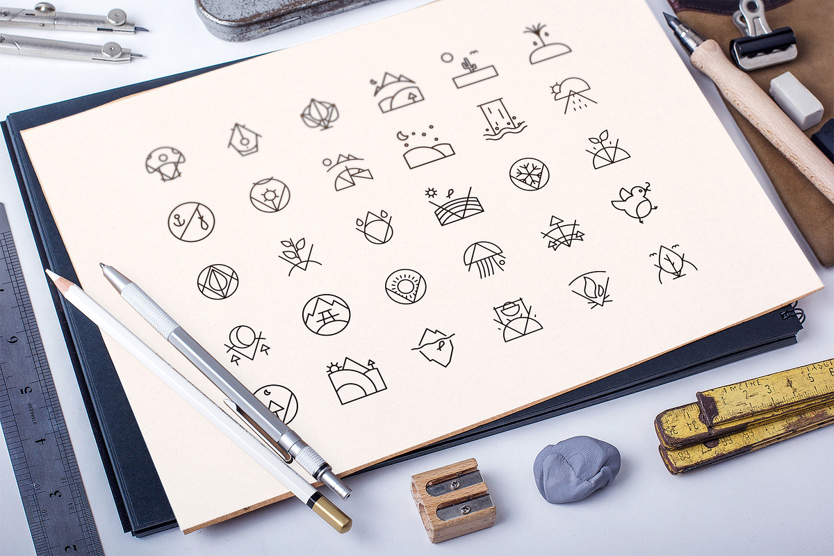 Nature Minimalist Icons Set in Flower Icons - product preview 8