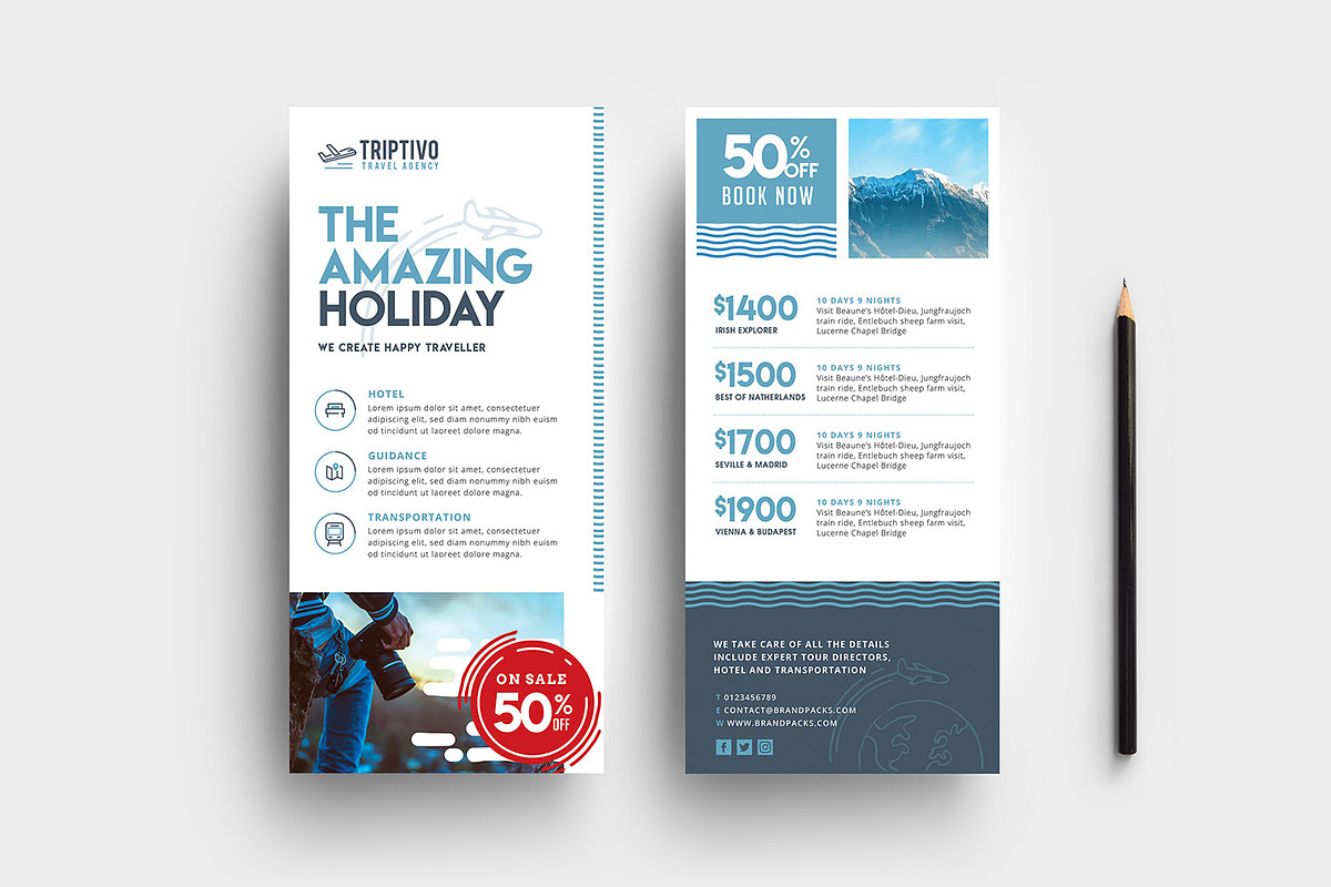 Travel Company DL Card Template in Card Templates - product preview 8