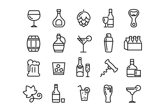 ALCOHOL - vector icons in Graphics - product preview 1