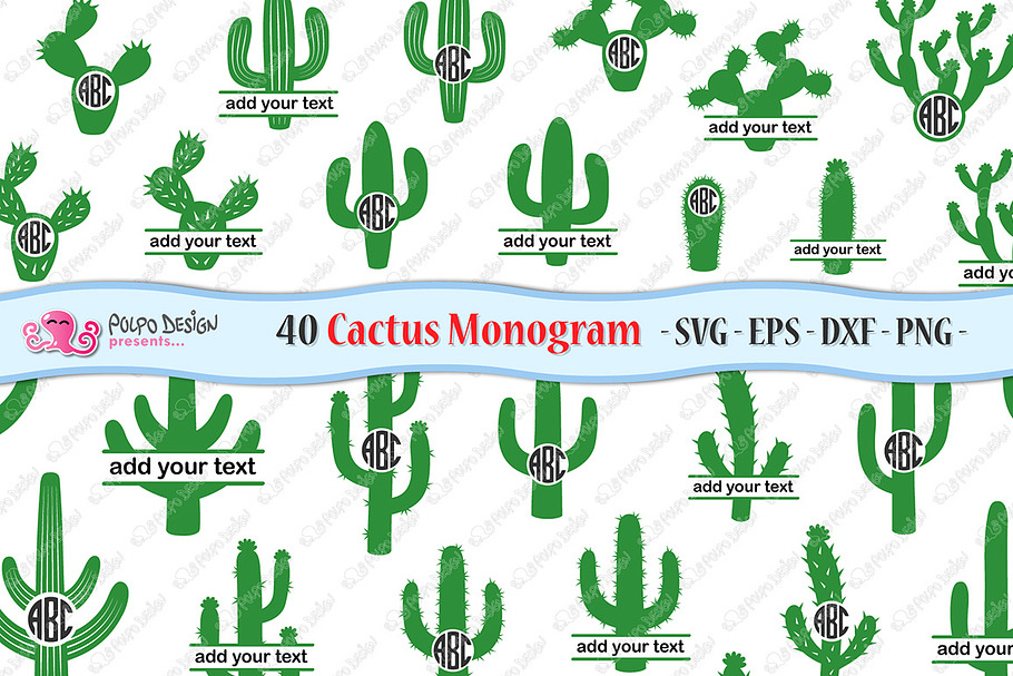 Cactus Monogram SVG in Objects - product preview 8