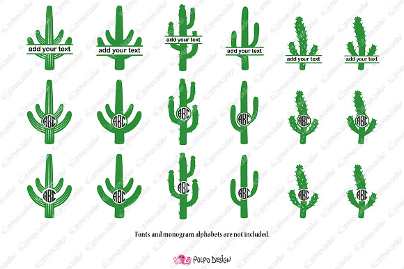 Cactus Monogram SVG in Objects - product preview 1